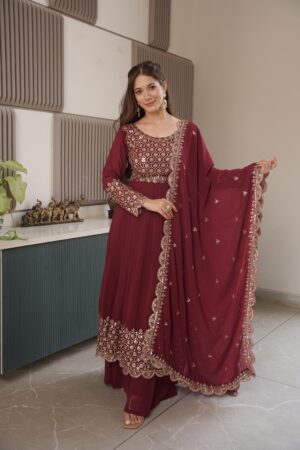 Luxe Party Wear Georgette Gown with Dupatta & Sharara