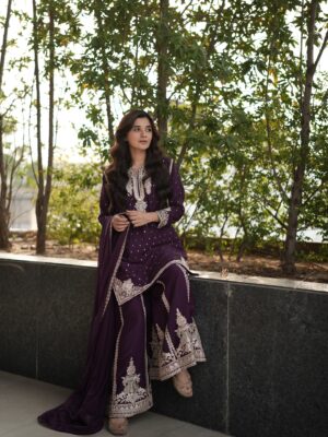 Designer Faux Georgette Suit with Sequins and Codding Work