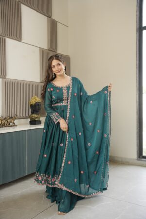 Noha Crush Silk Embroidered Gown with Sharara & Dupatta