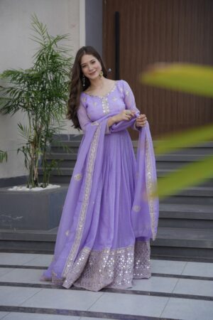 Royal Crunchy Silk Embroidered Gown with Dupatta