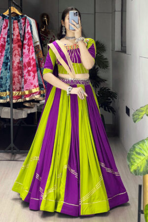 GX_This Parrot Green and Purple Navratri Lehenga –