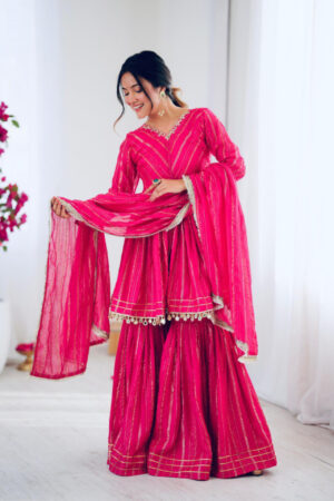 XXK Mal Chanderi Mirror Work Sharara Set