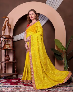 Heavy Georgette Chikankari Saree with Sequins & Embroidery Blouse